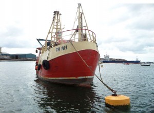 Ship moored using through chain rigid mooring buoy