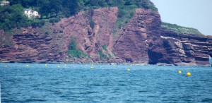 Yellow beach markers in Exmouth